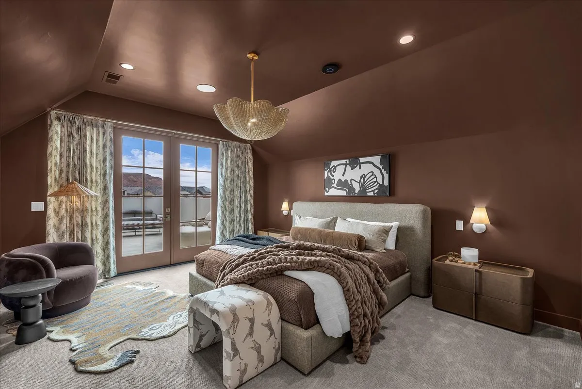 On suite bedroom with access to upper pool sun deck