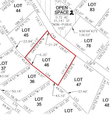 Map showing property parcels