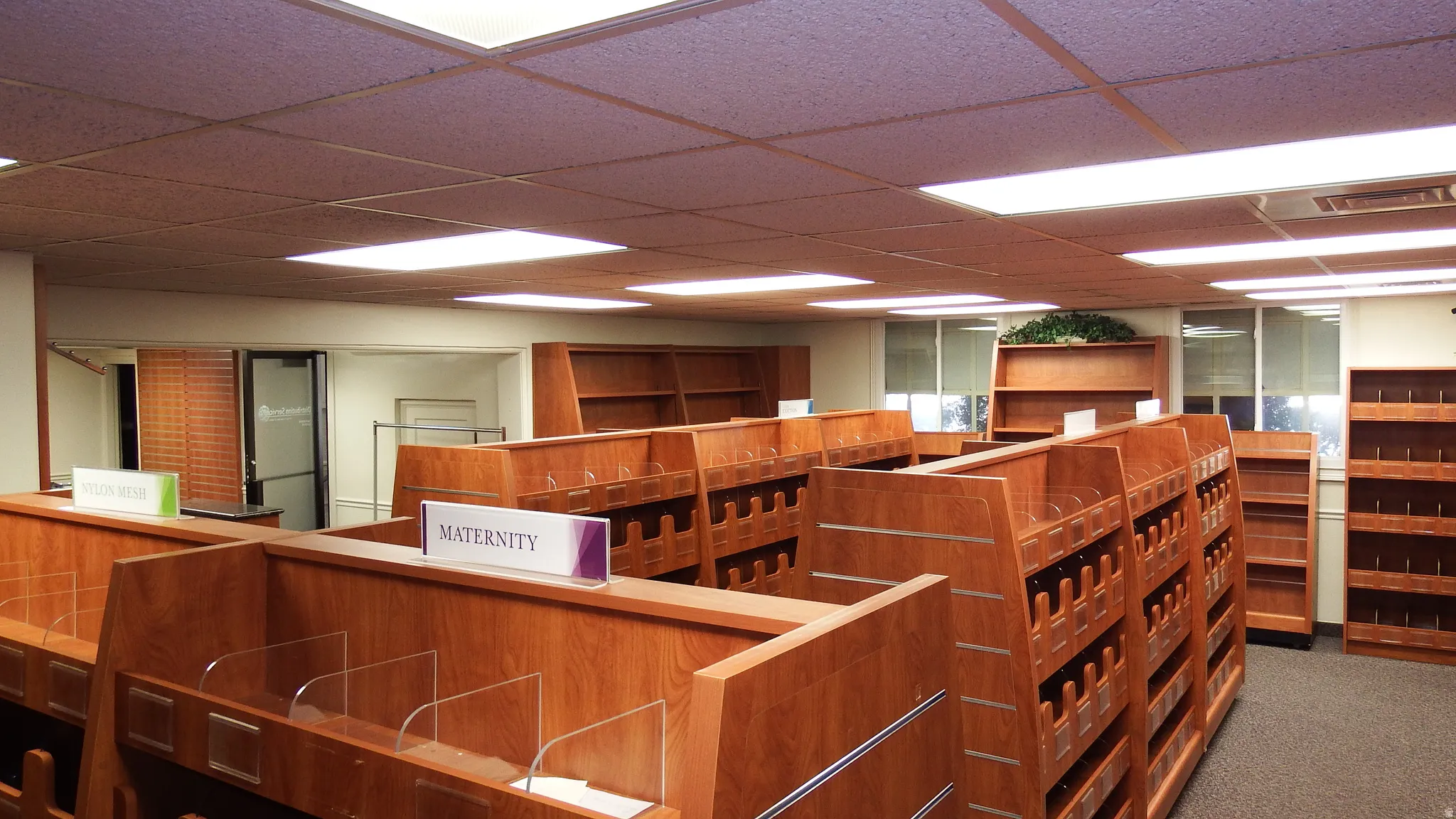 Reception area with a drop ceiling