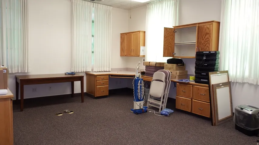 Office featuring dark carpet
