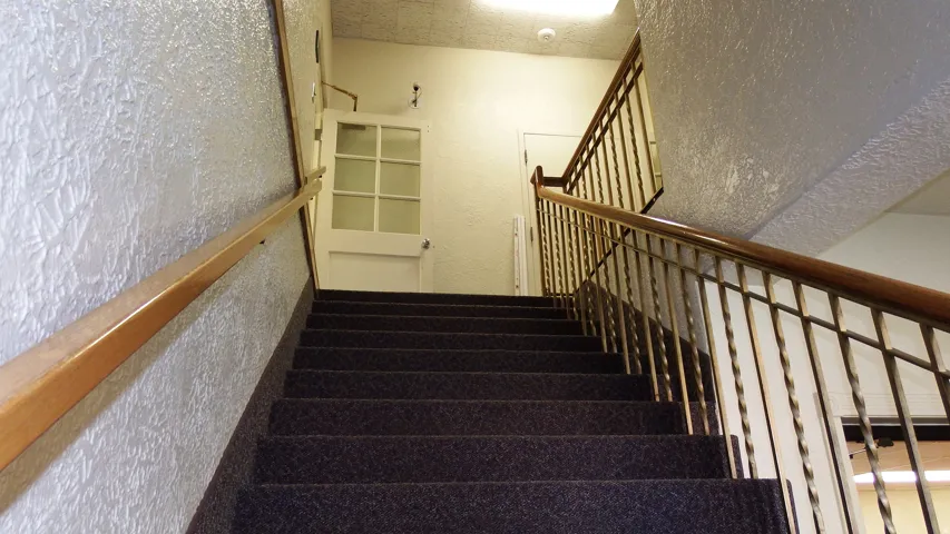 Stairway with a textured wall