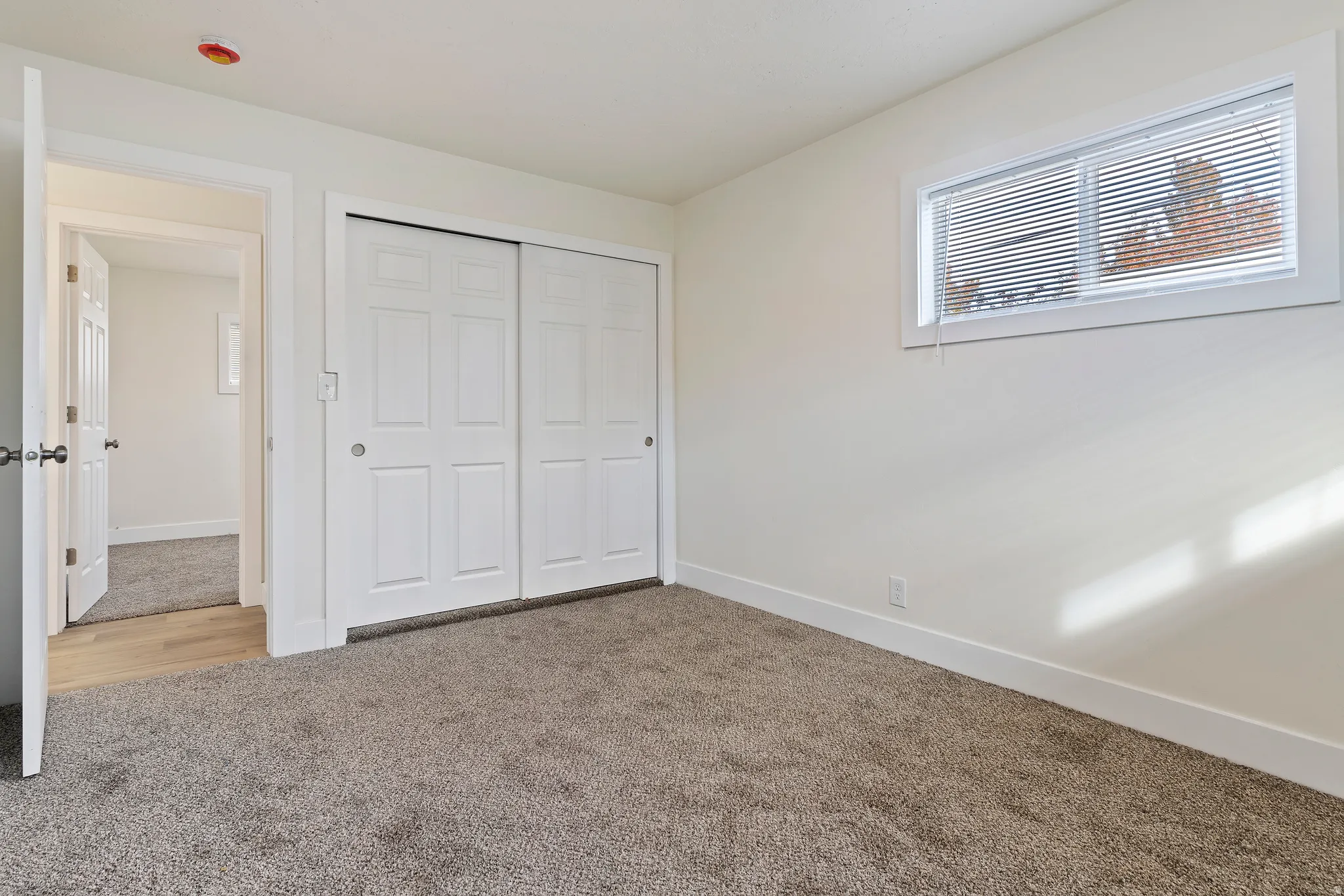 Unfurnished bedroom with carpet floors and a closet