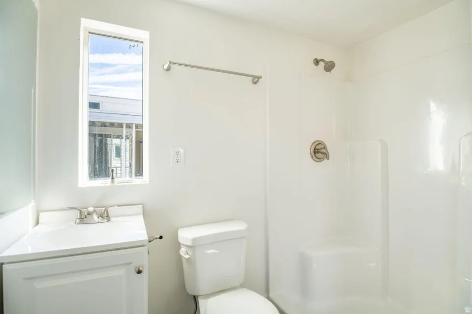 Full bathroom featuring vanity and a shower