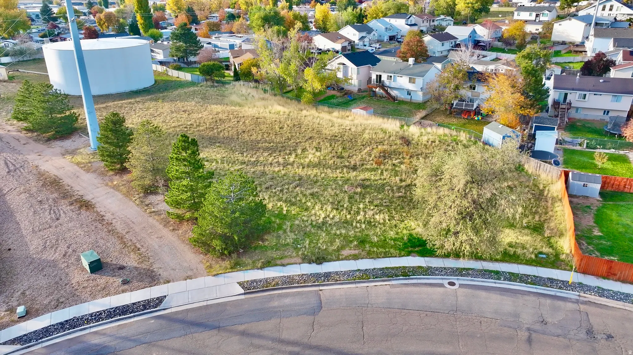Aerial perspective of suburban area