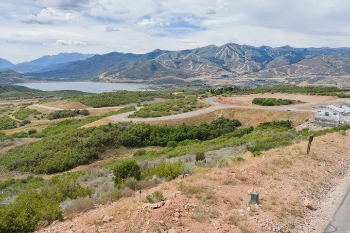 View of mountain background featuring a large body of water