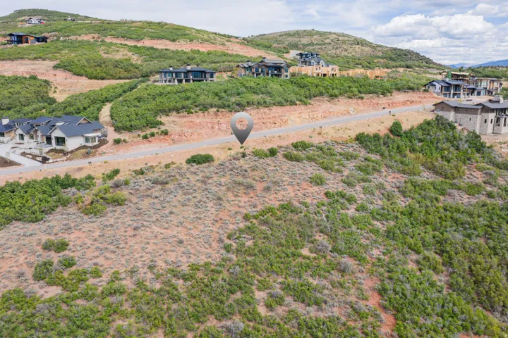 Bird's eye view of a mountainous background