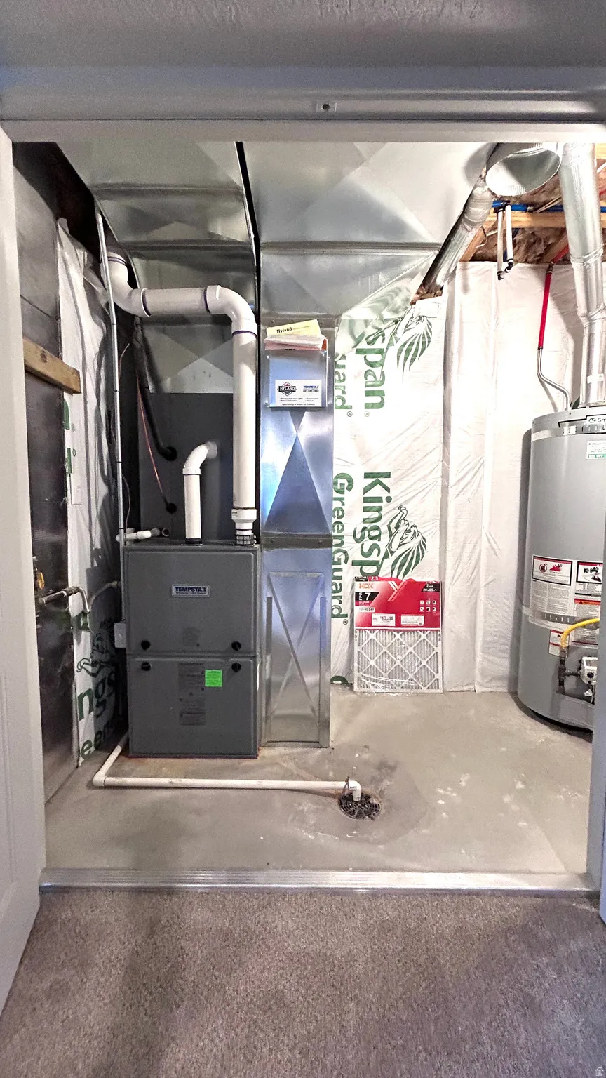 Utilities featuring secured water heater and heating unit