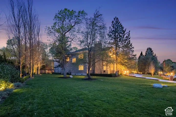 Yard at dusk with a yard