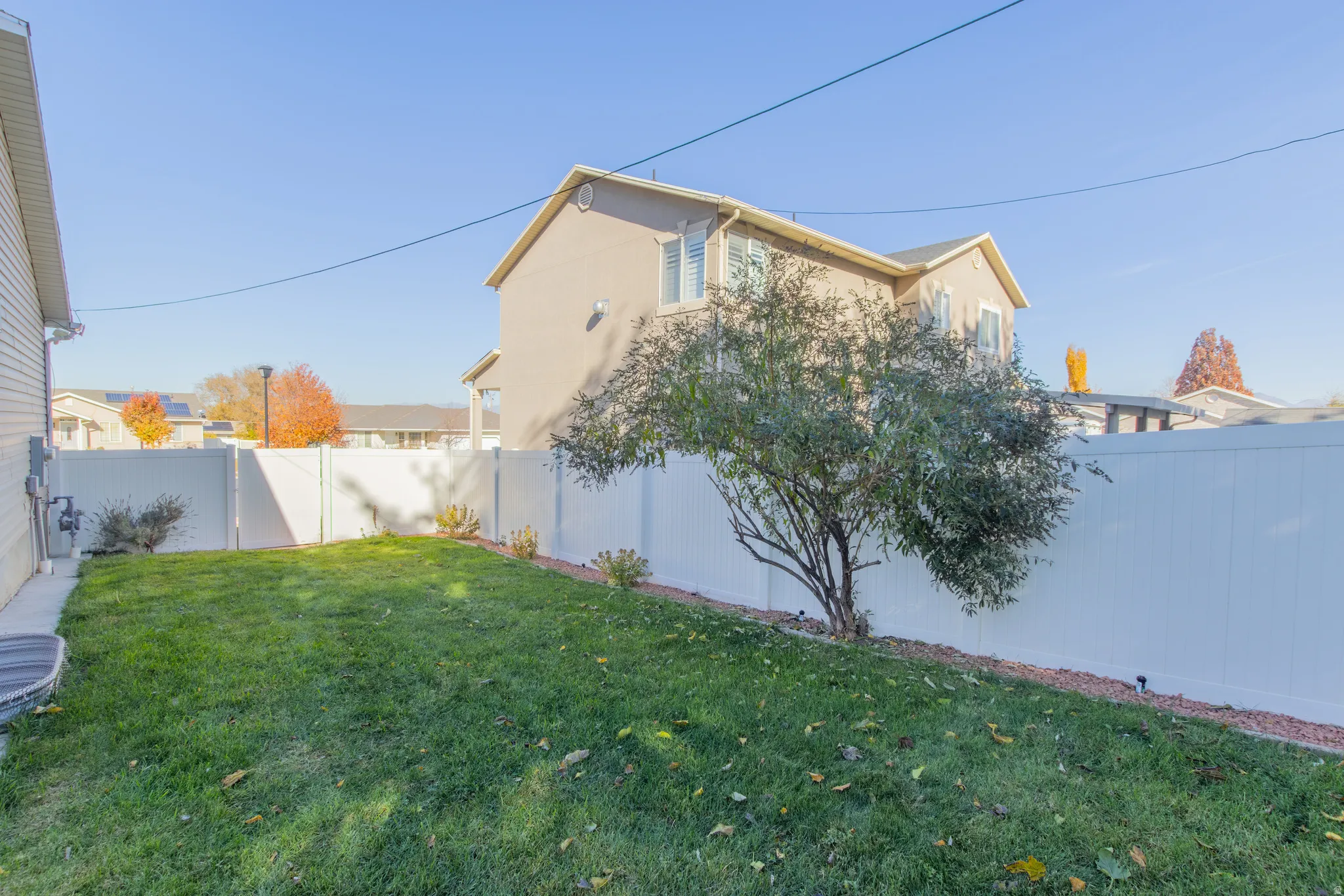 View of fenced backyard