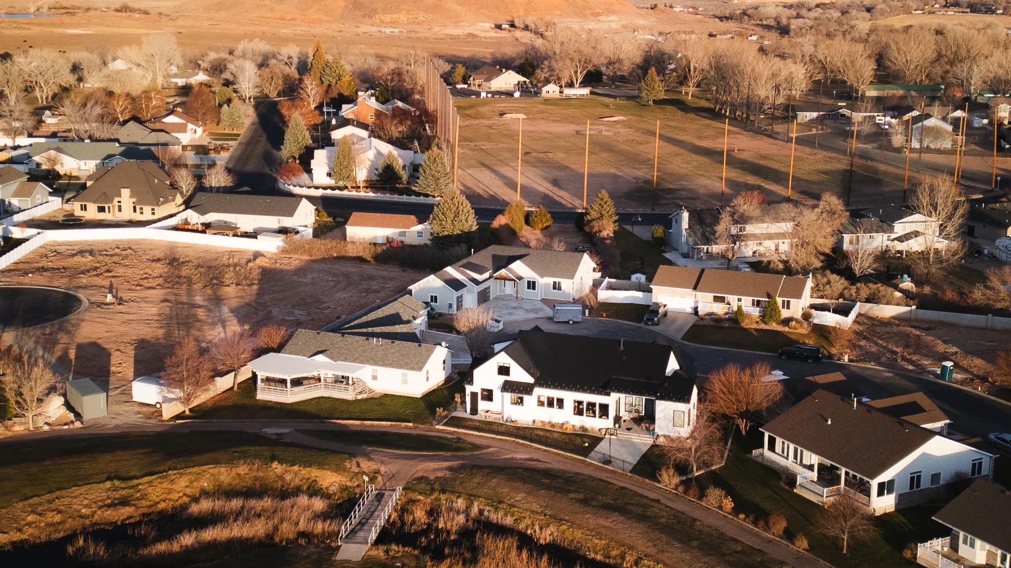 Aerial view of residential area