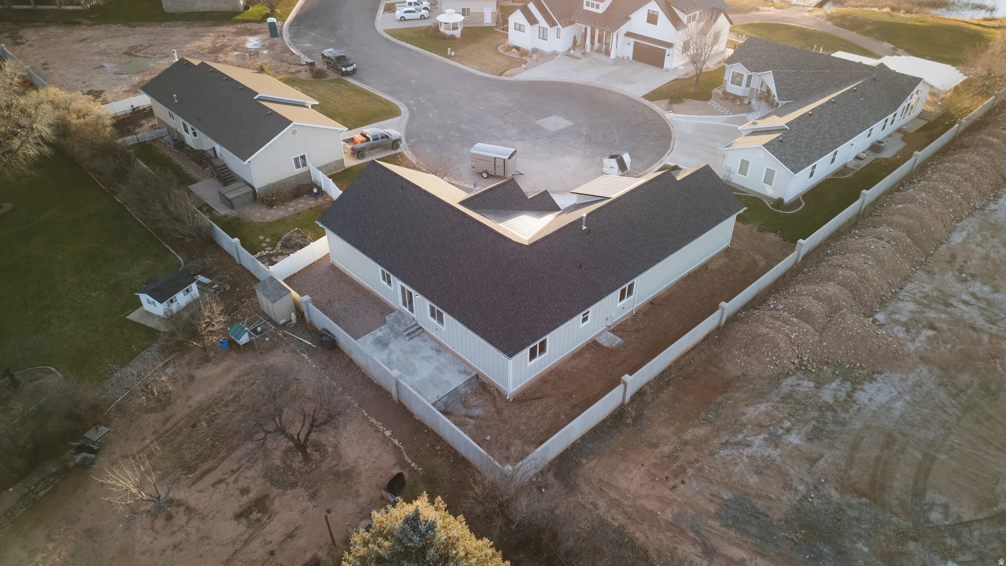 Aerial view of residential area