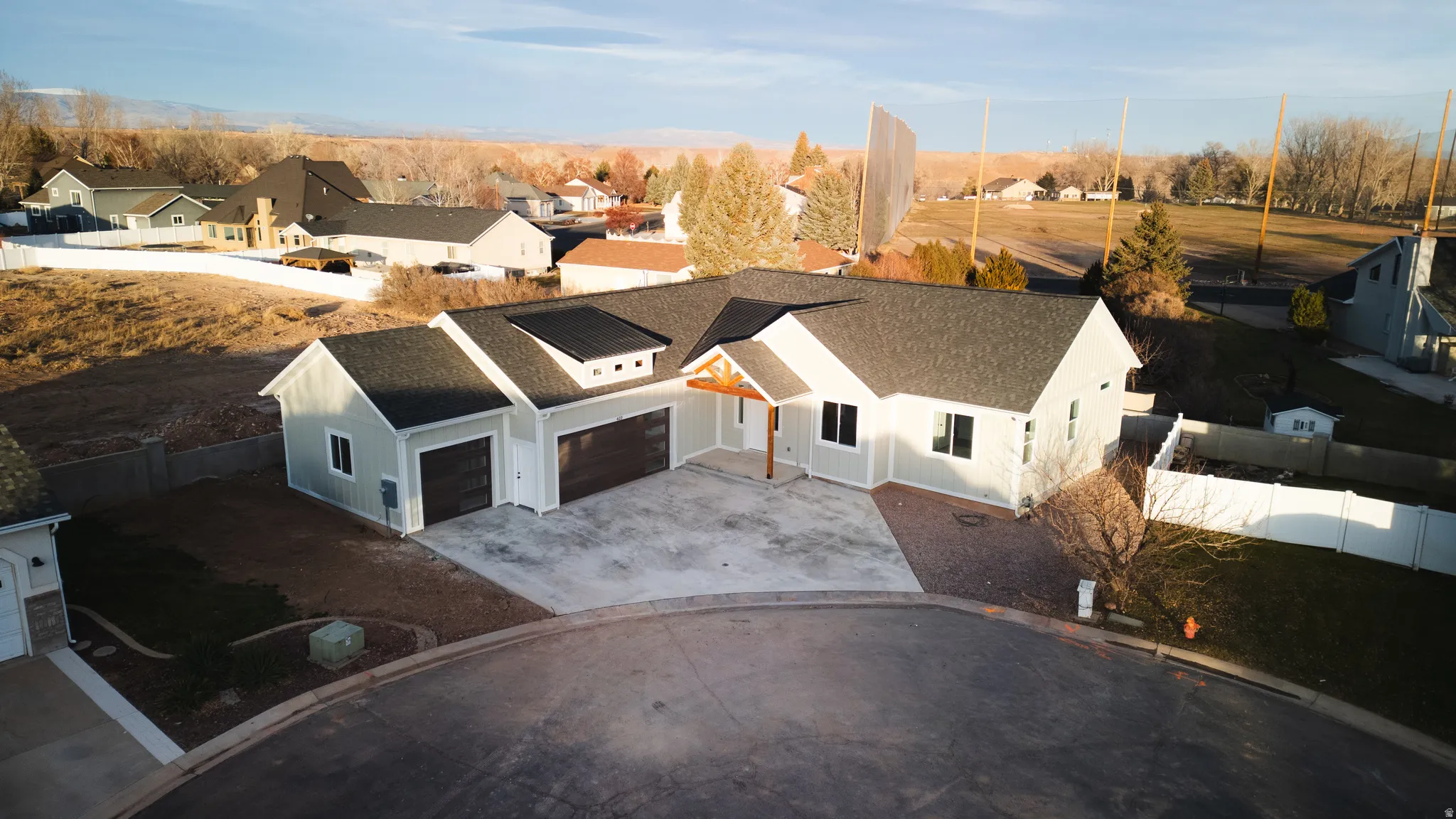 Aerial perspective of suburban area