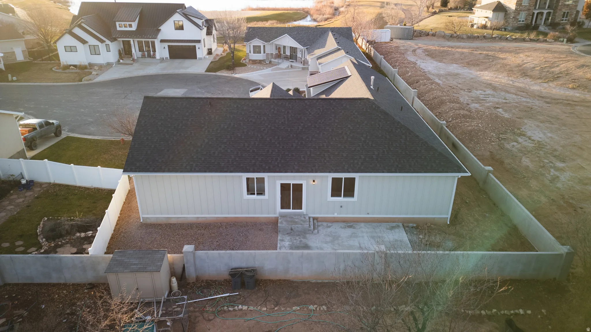 Aerial view of residential area