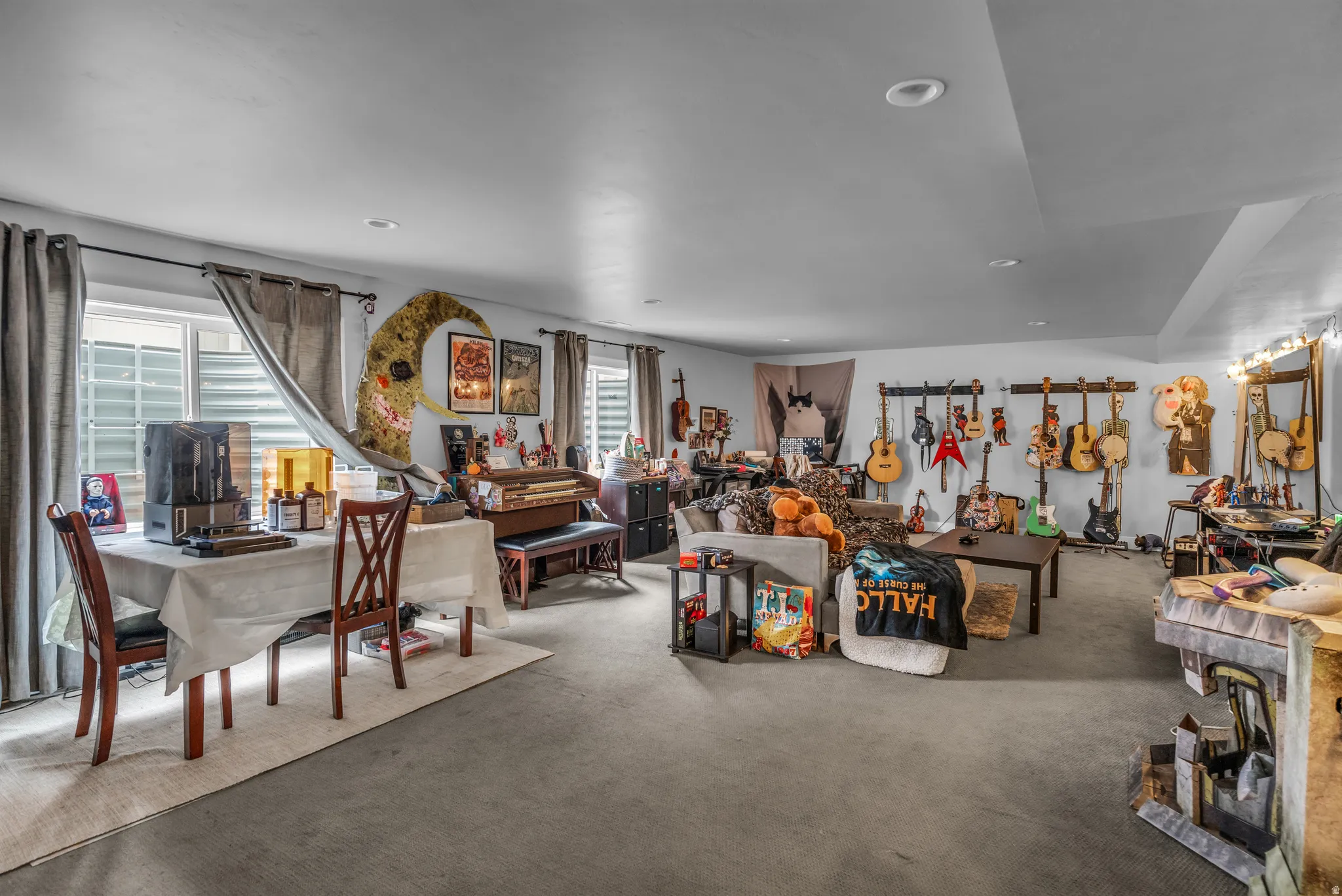 Living area featuring carpet flooring