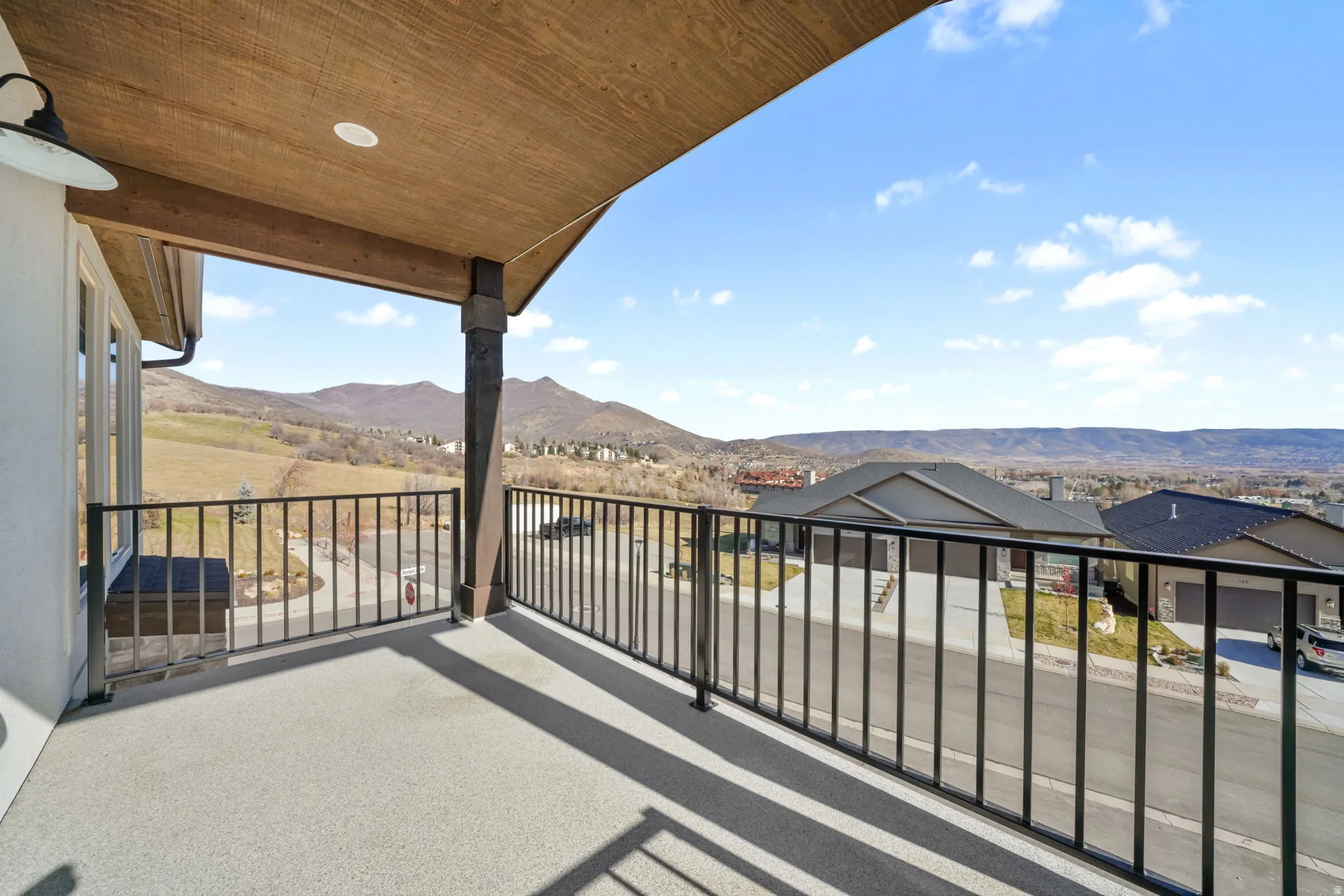 Balcony with a mountain view
