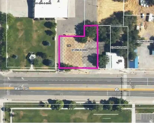 Aerial overview of property's location with approximate property boundaries highlighted