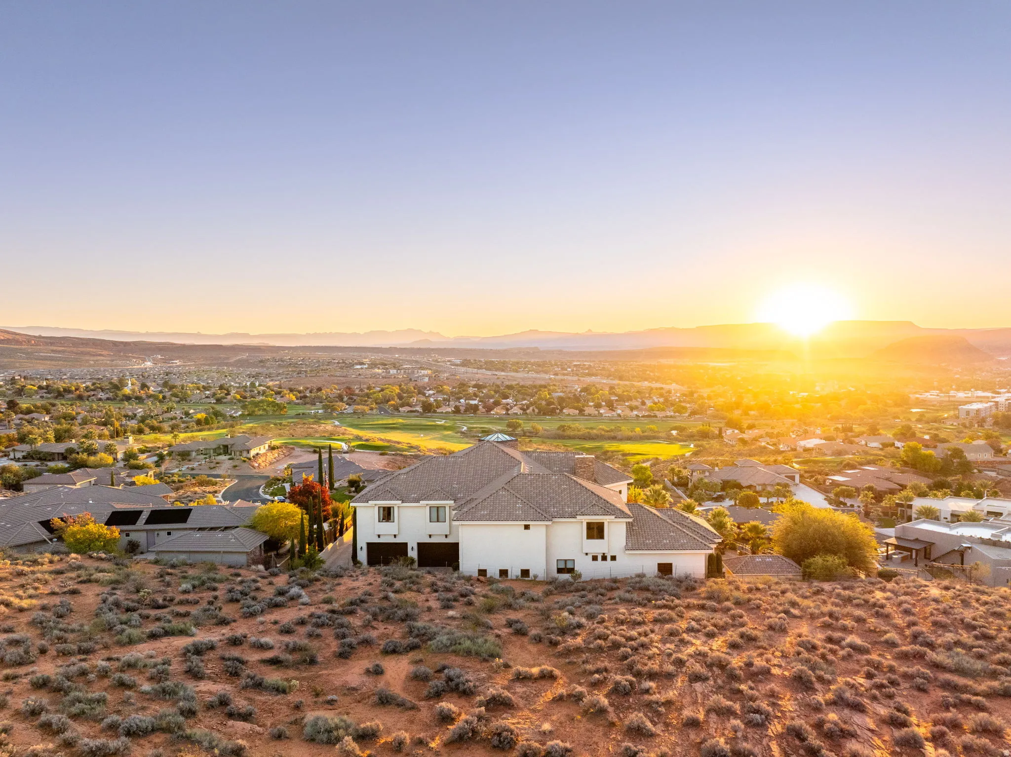 Aerial view of residential area