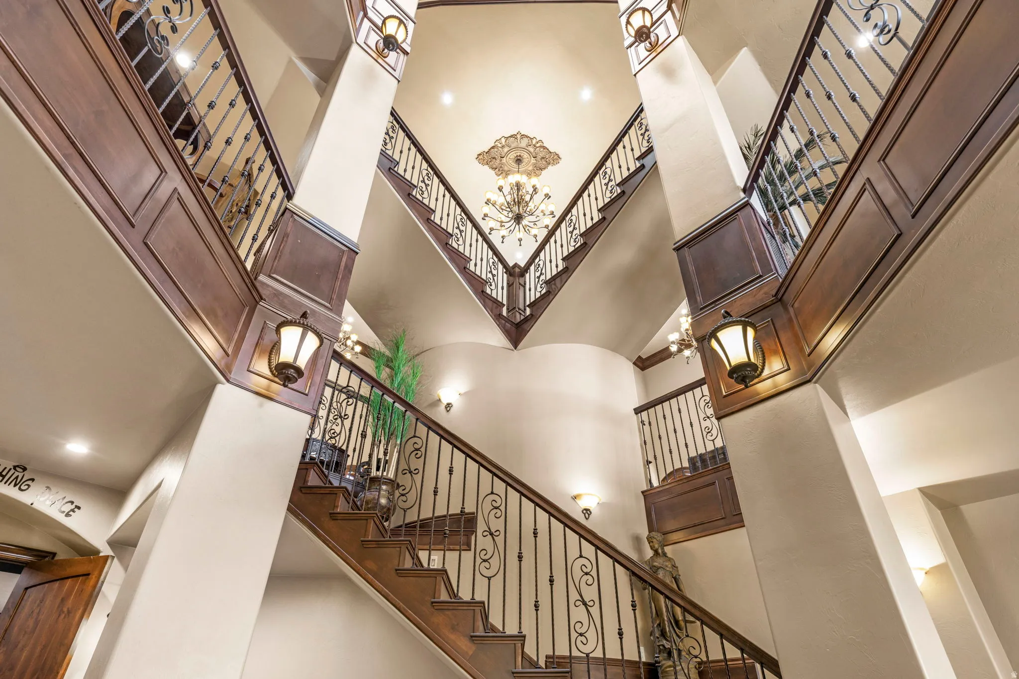 Stairway with a high ceiling