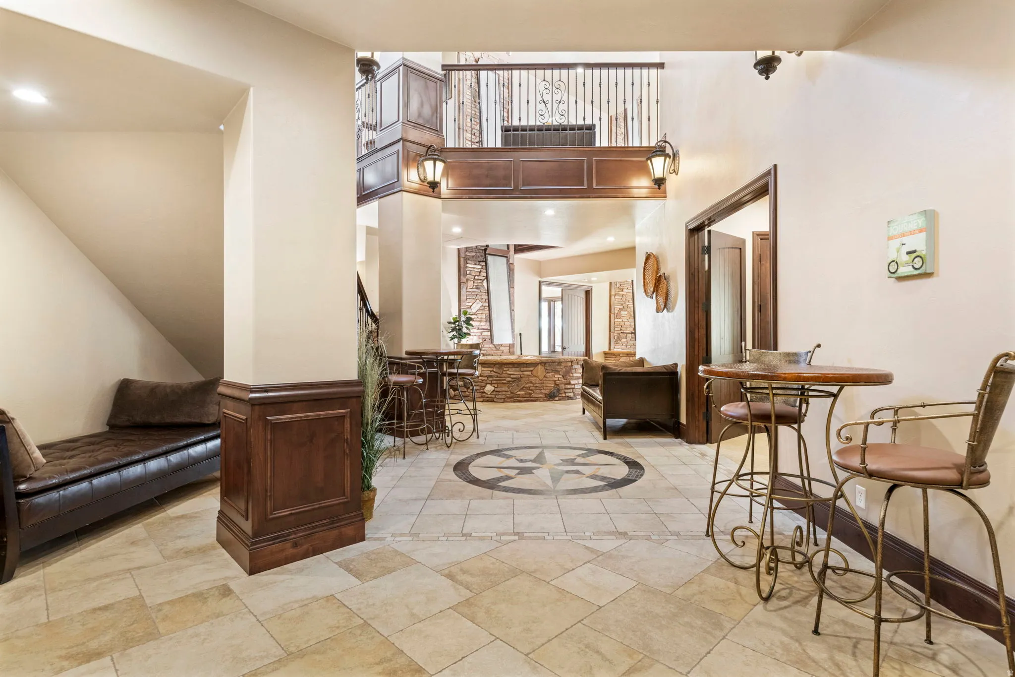 Building lobby featuring a high ceiling