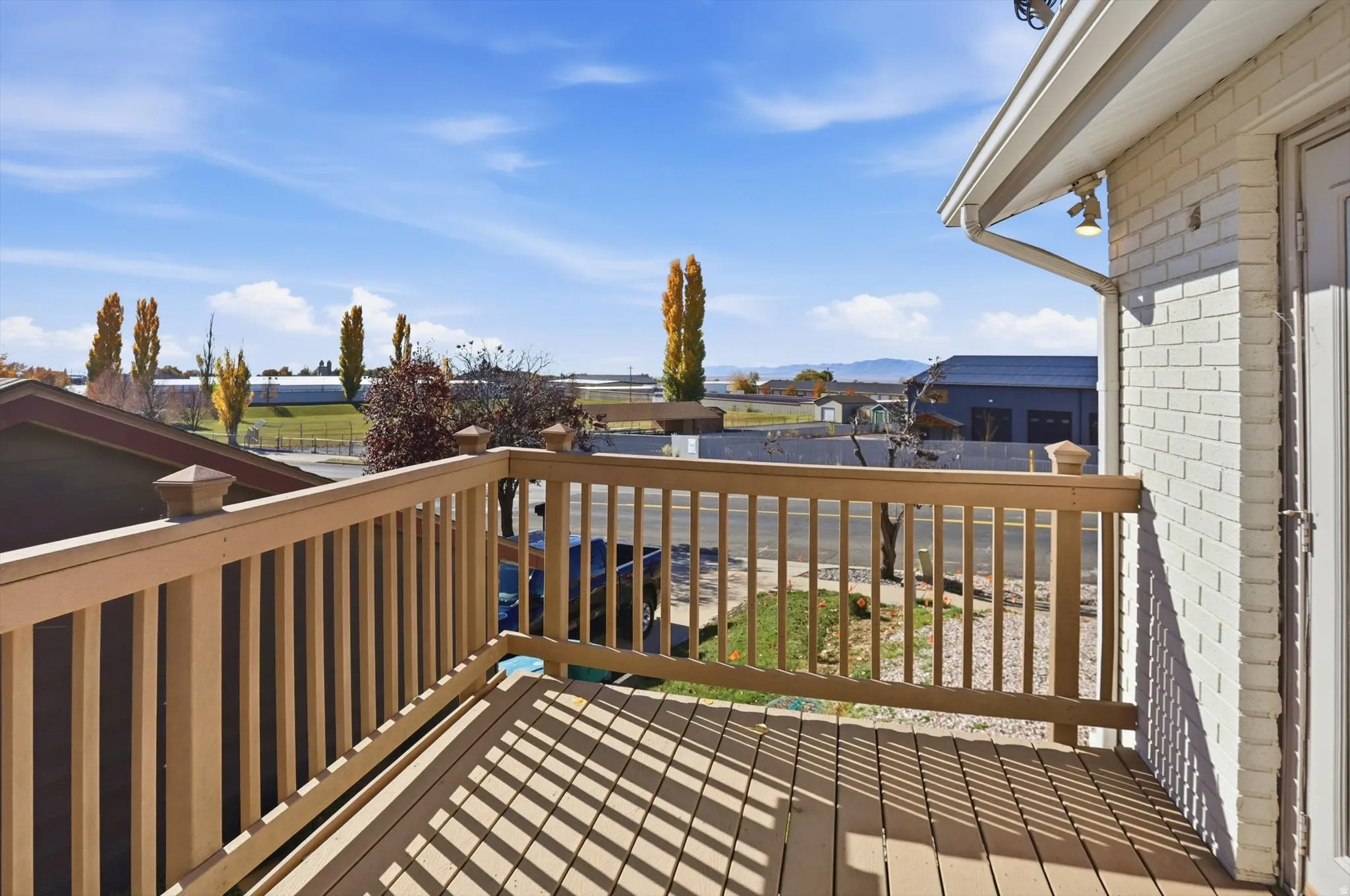 View south west off wooden deck