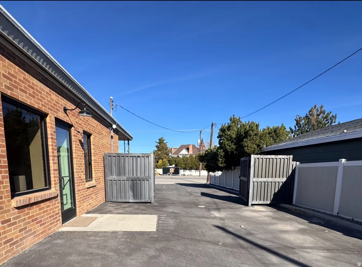 View of street with a gate