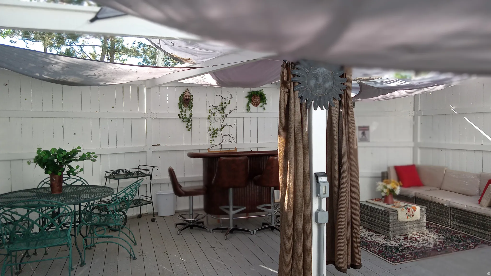 Deck featuring outdoor dining area and an outdoor living space