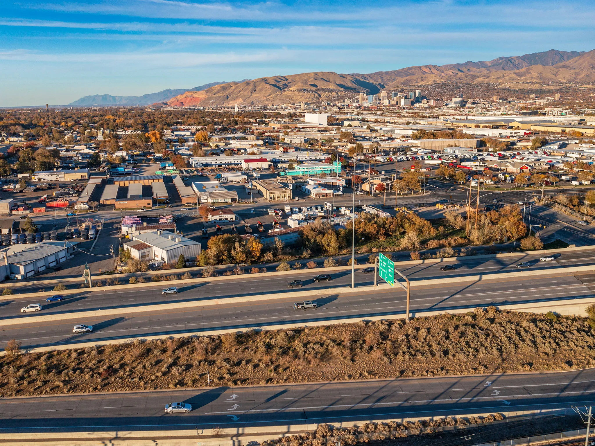 Drone / aerial view of a mountain backdrop
