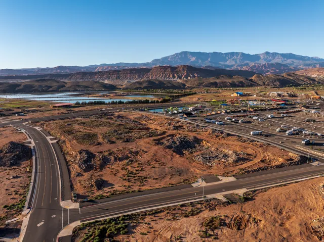 Drone / aerial view of a water and mountain view