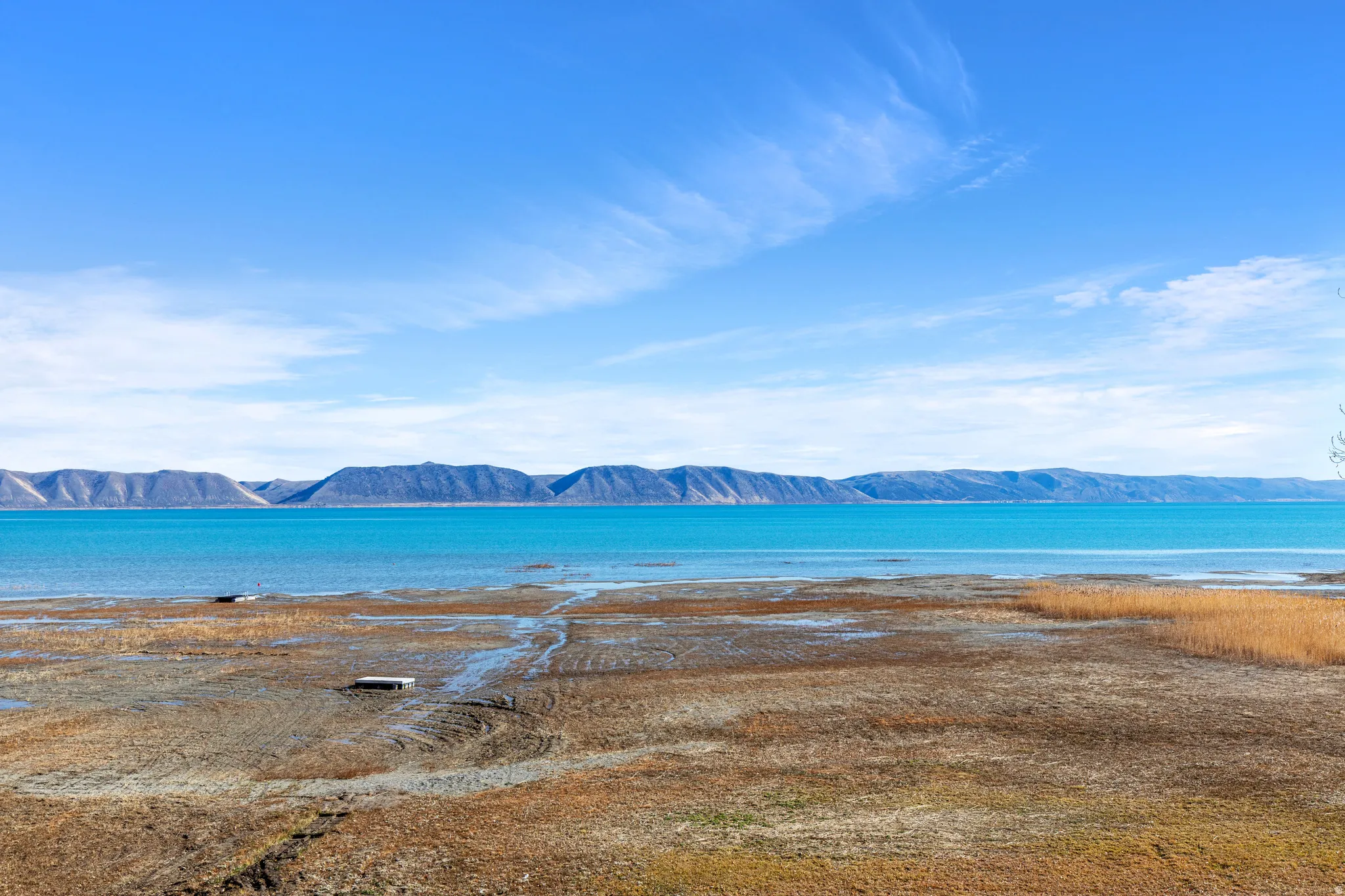 Water view with a mountainous background