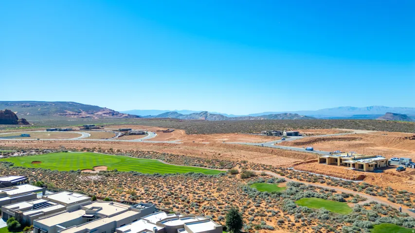 View of mountain background featuring nearby suburban area