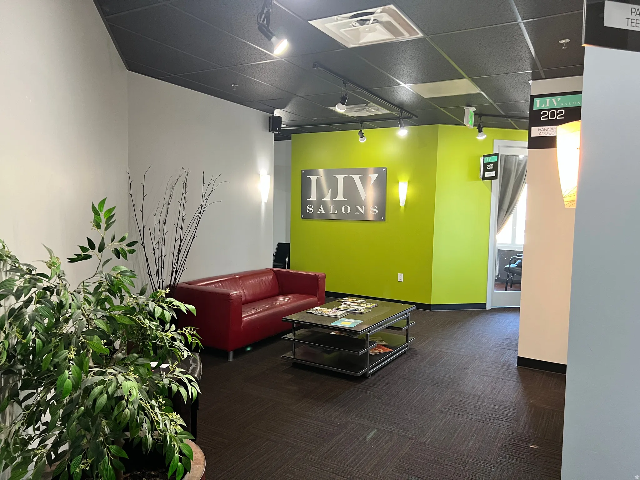 Building lobby featuring a paneled ceiling