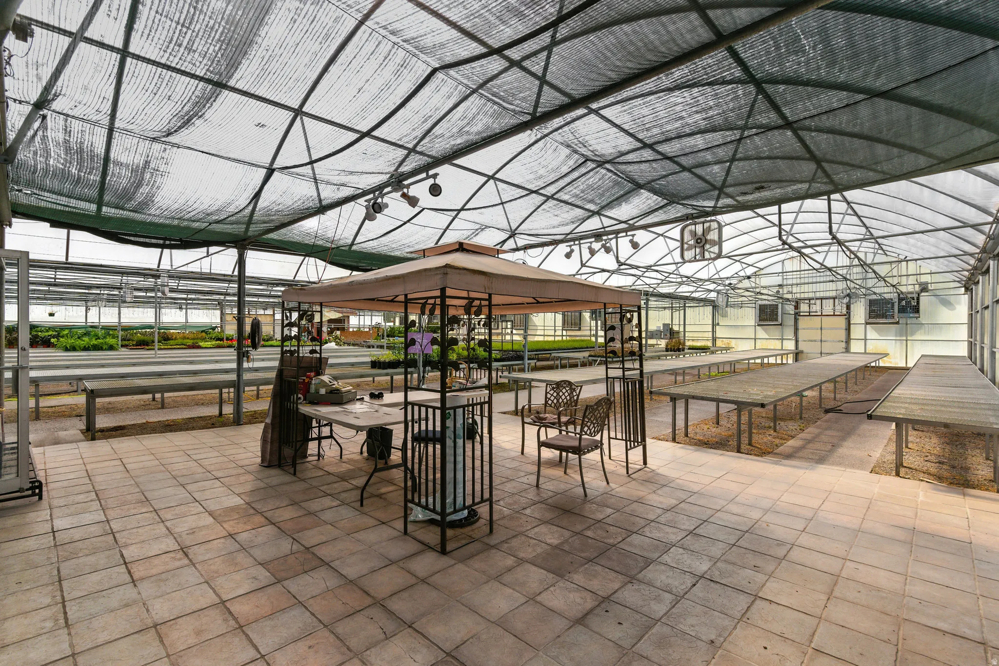 View of patio with a gazebo