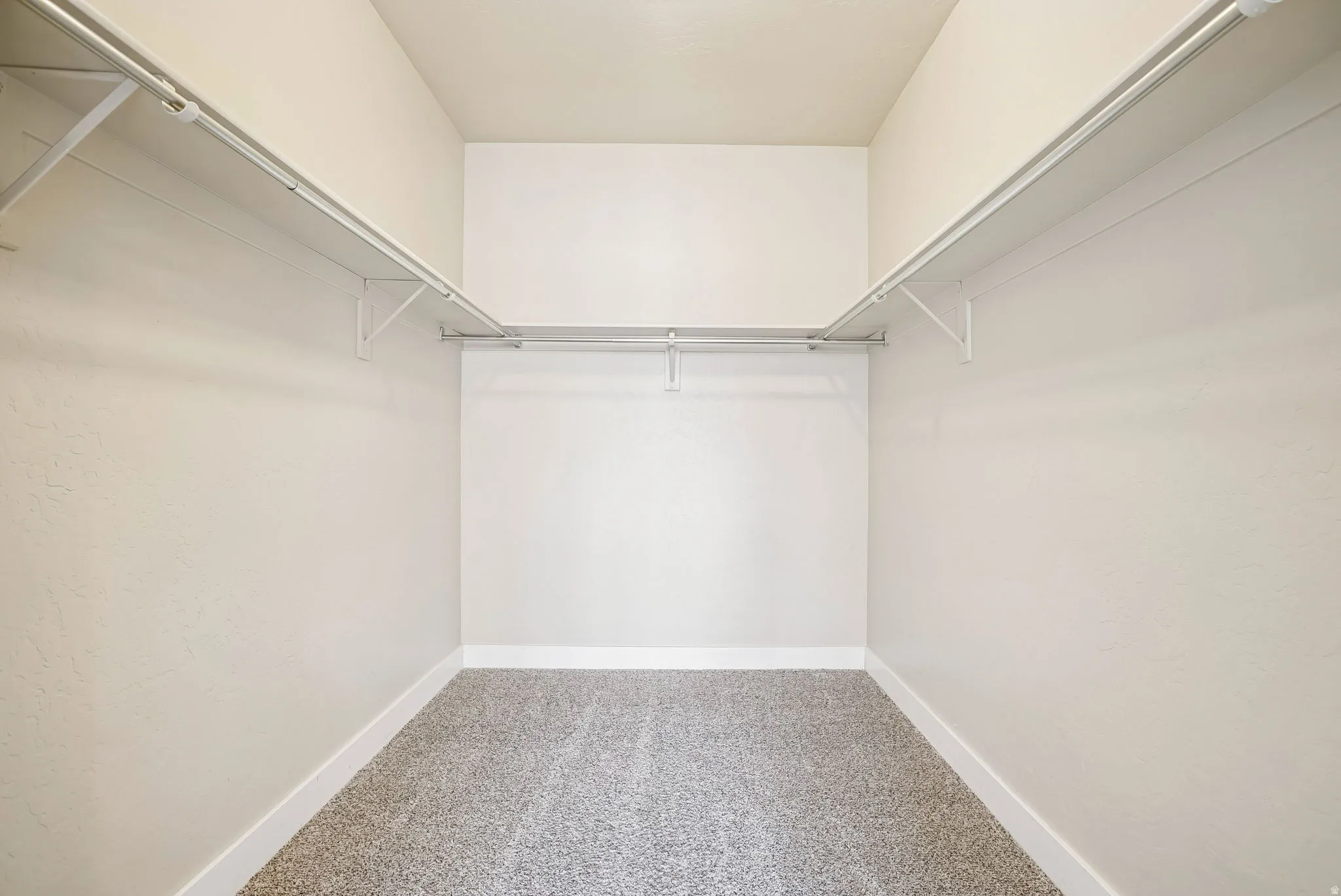 Walk in closet with light carpet