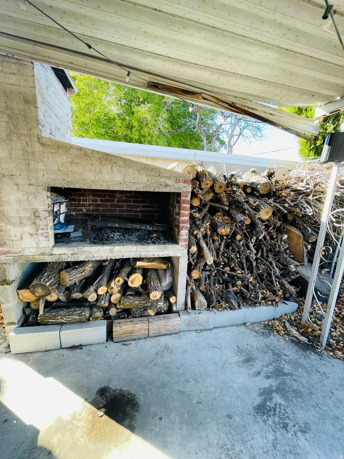 Exterior view of a fireplace