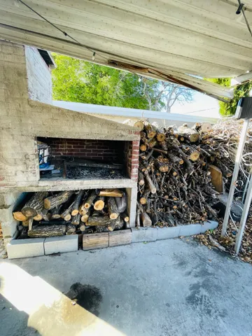 Exterior view of a fireplace