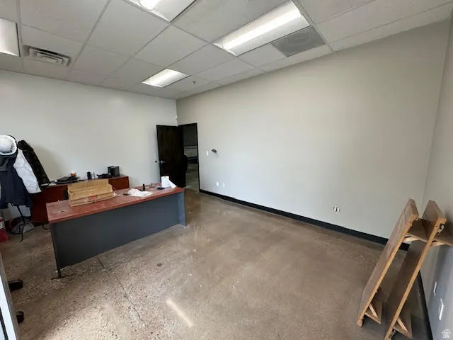 Office area with a drop ceiling