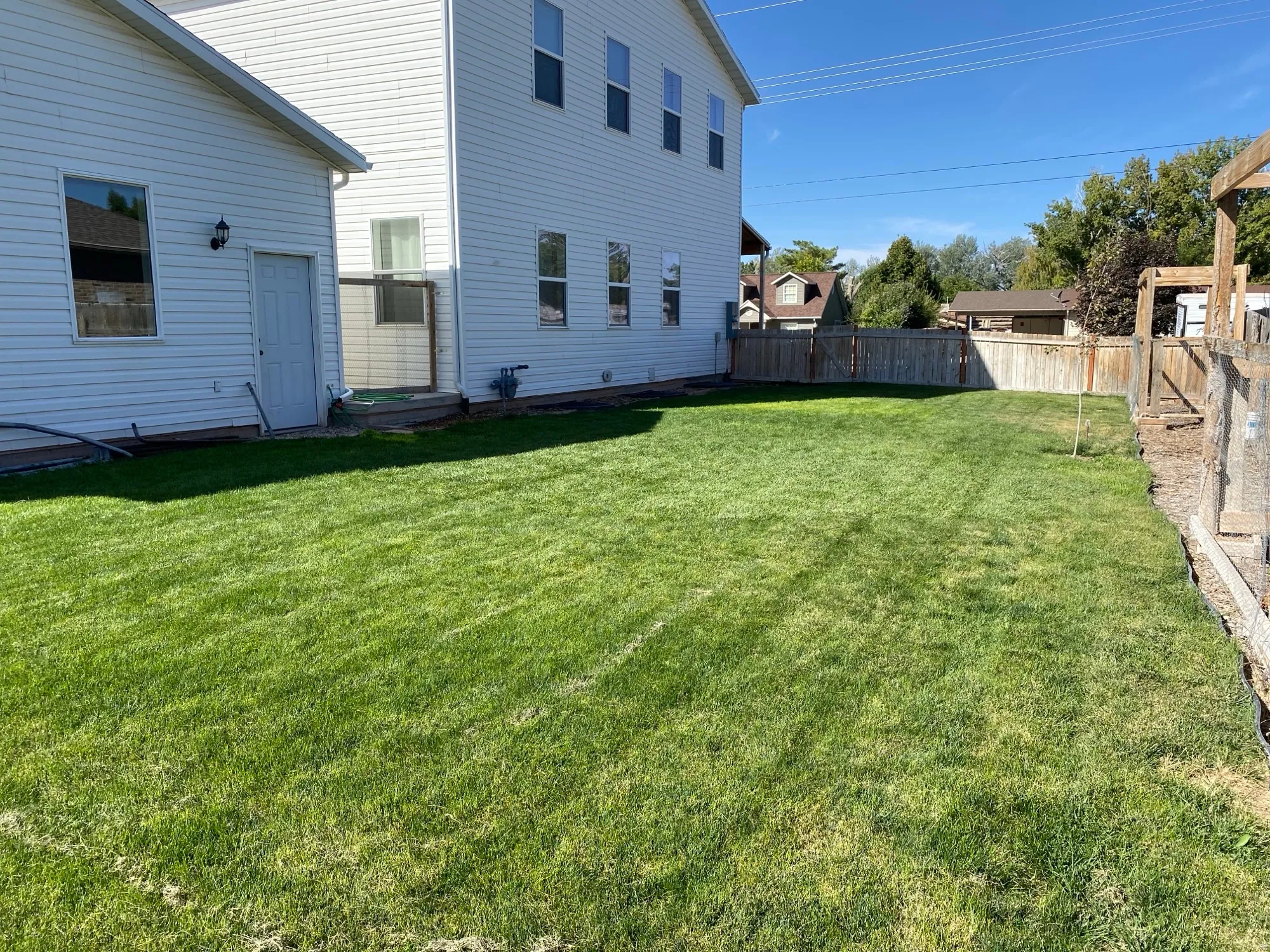 View of fenced backyard