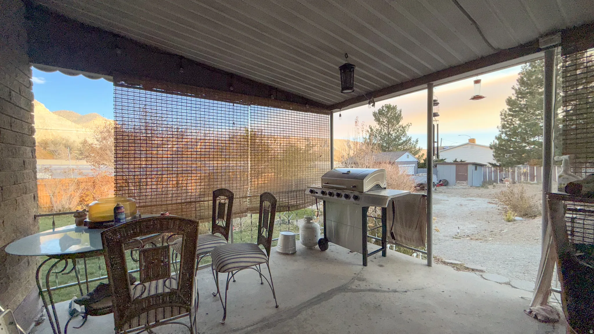 View of patio with area for grilling