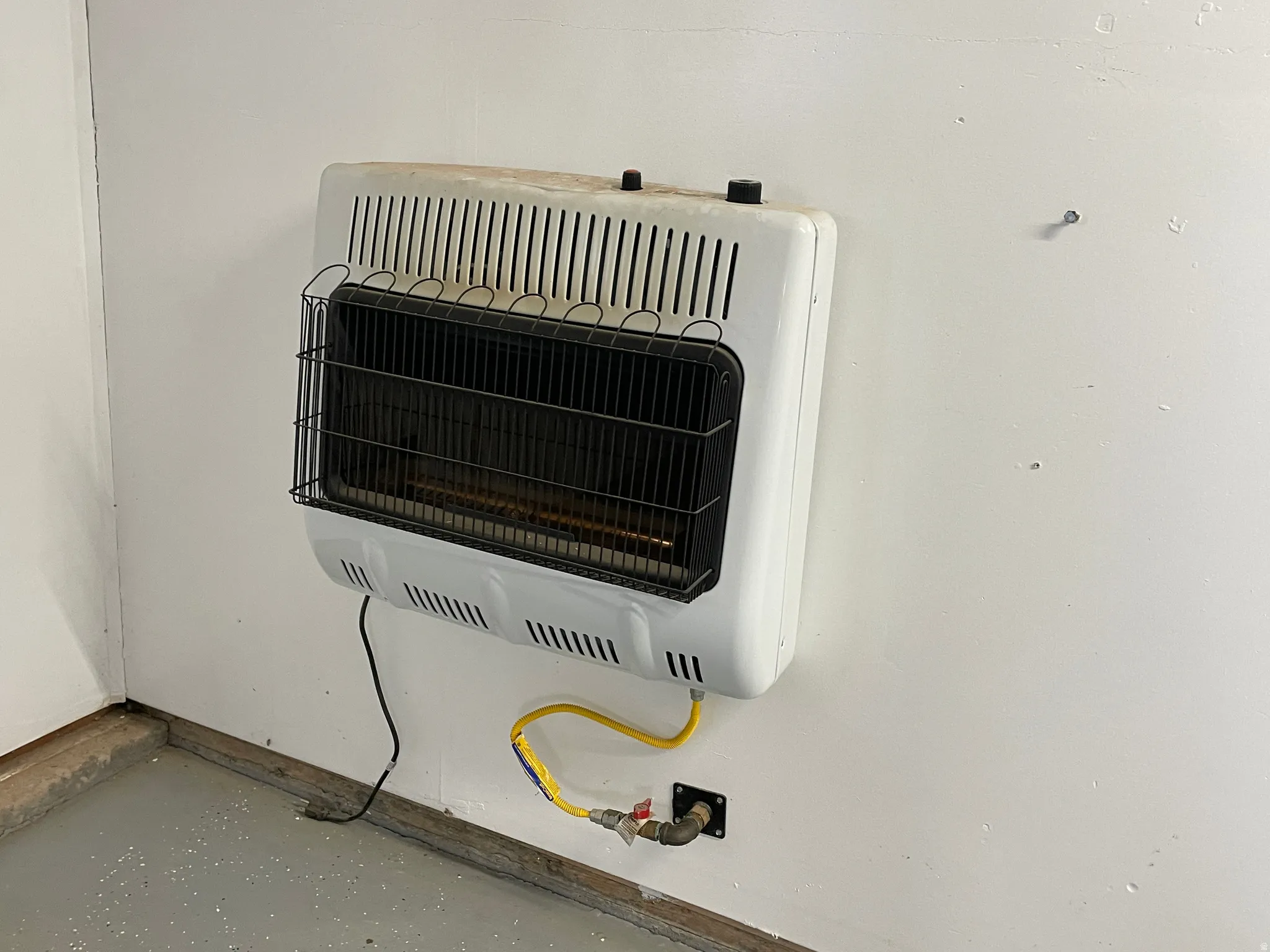 Detailed view of heating unit and finished concrete floors