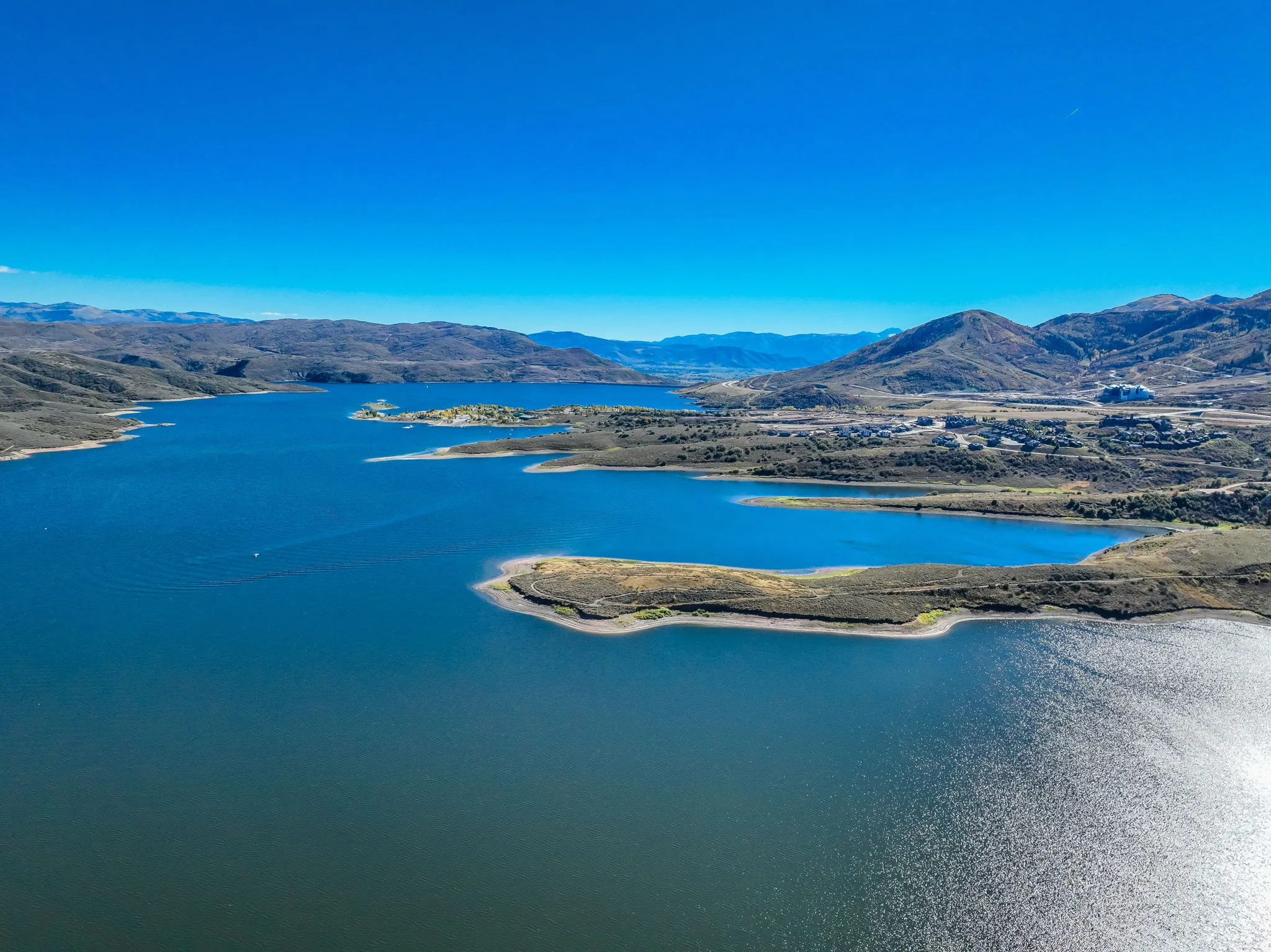 Drone / aerial view of a water and mountain view
