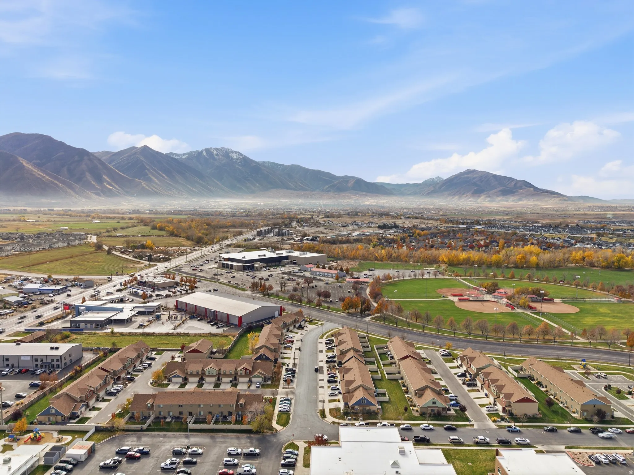 Bird's eye view of a mountain backdrop