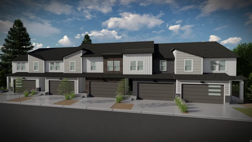 View of front facade with a residential view, concrete driveway, a shingled roof, and a garage