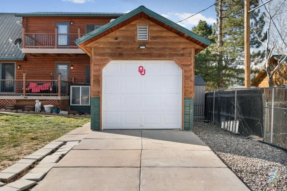 Garage with driveway
