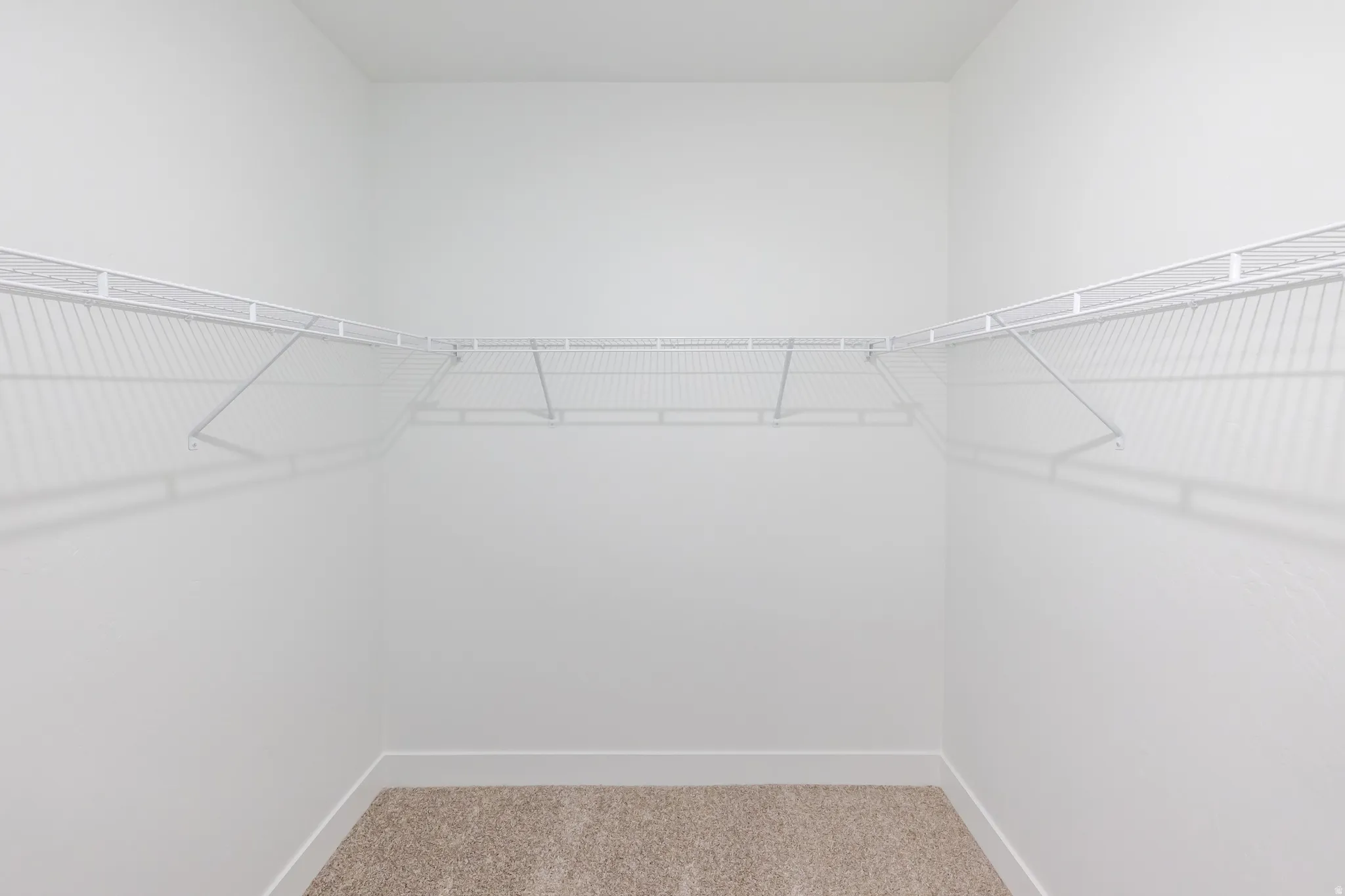 Walk in closet with light carpet