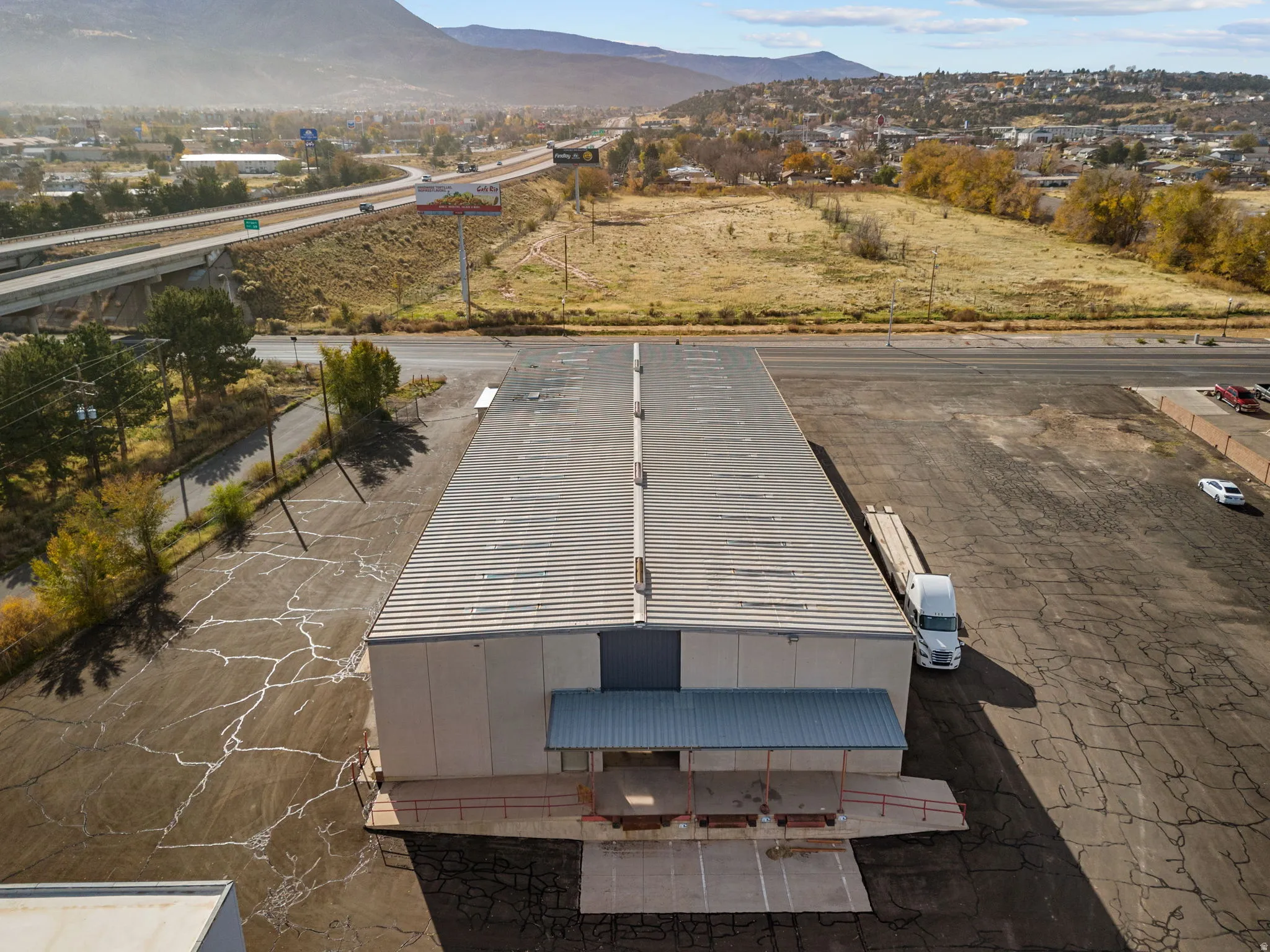 Bird's eye view of a mountain backdrop