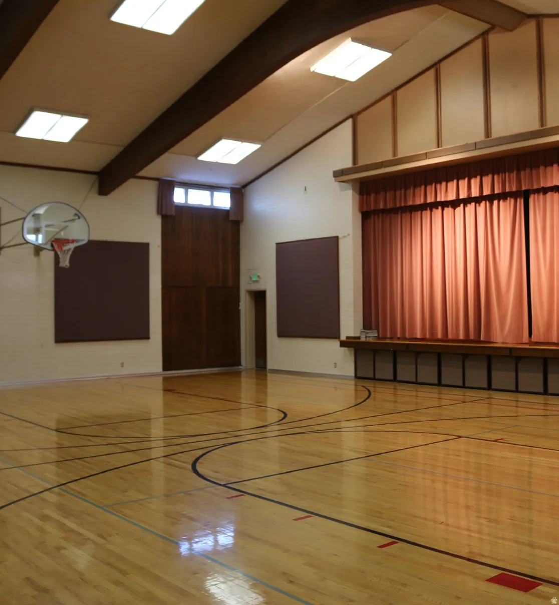 Interior basketball court
