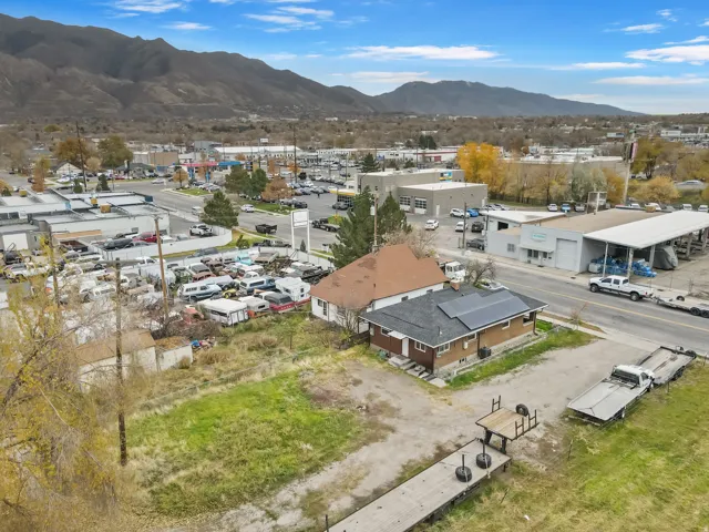 Drone / aerial view of a mountain backdrop