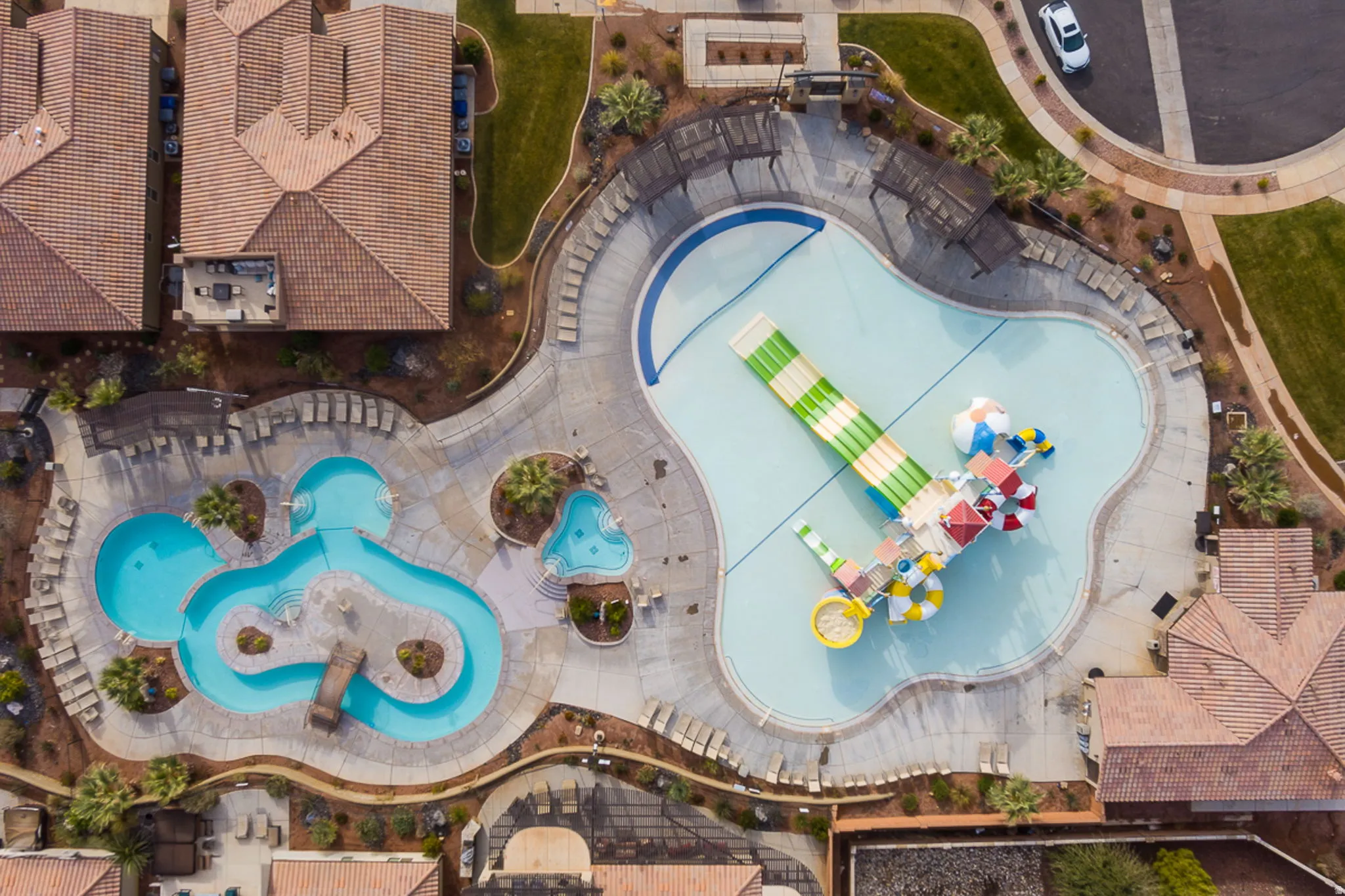 Drone / aerial view of a pool area