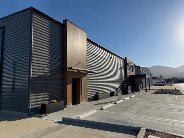 View of building exterior featuring a mountain view