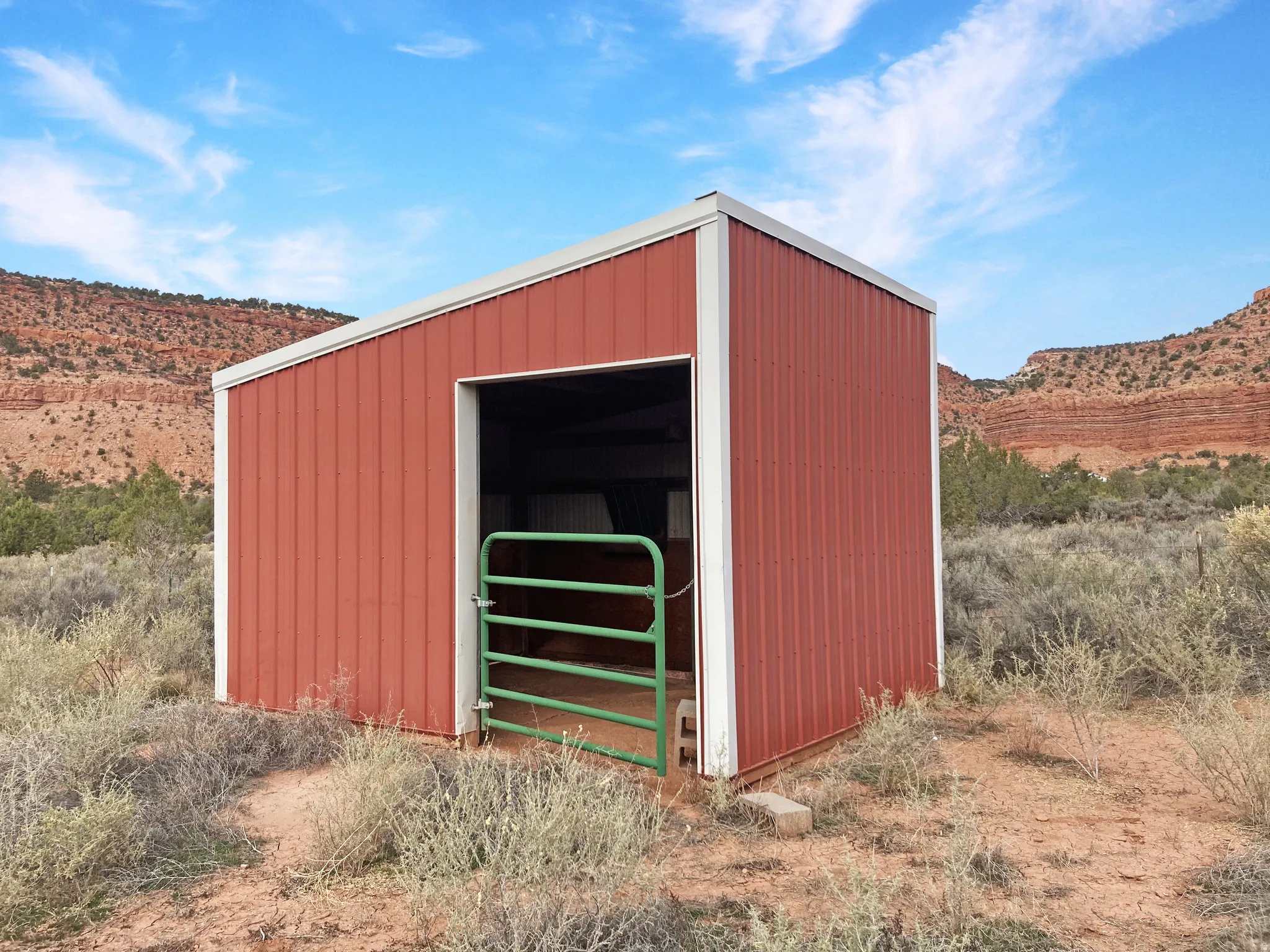 View of outbuilding with a mountain view